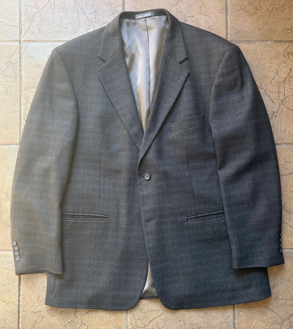 Vintage Oscar de la Renta Blazer 46R Lambswool Cashmere Gray Made Lithuania
